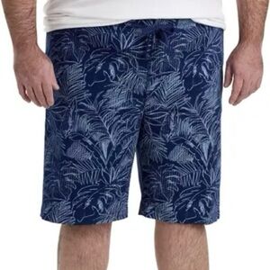 True Nation by DXL Navy Blue Tropical Palms Drawstring Shorts Men’s Size 54